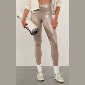 Athleta Elation Shine High-Rise Metallic Silver/Gold Tights Leggings Med/Tall
